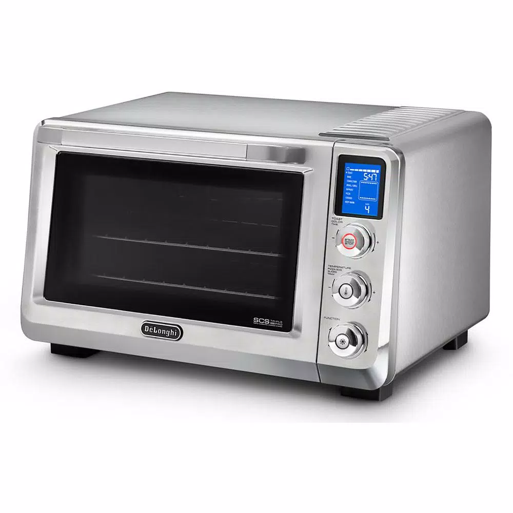 DeLonghi Livenza 2000 W 2-Slice Stainless Steel Convection Toaster Oven with Broiler Toasters DeLonghi Livenza 2000 W 2-Slice Stainless Steel Convection Toaster Oven With Broiler -Costway Shop silver delonghi toaster ovens eo241250m 4f 1000