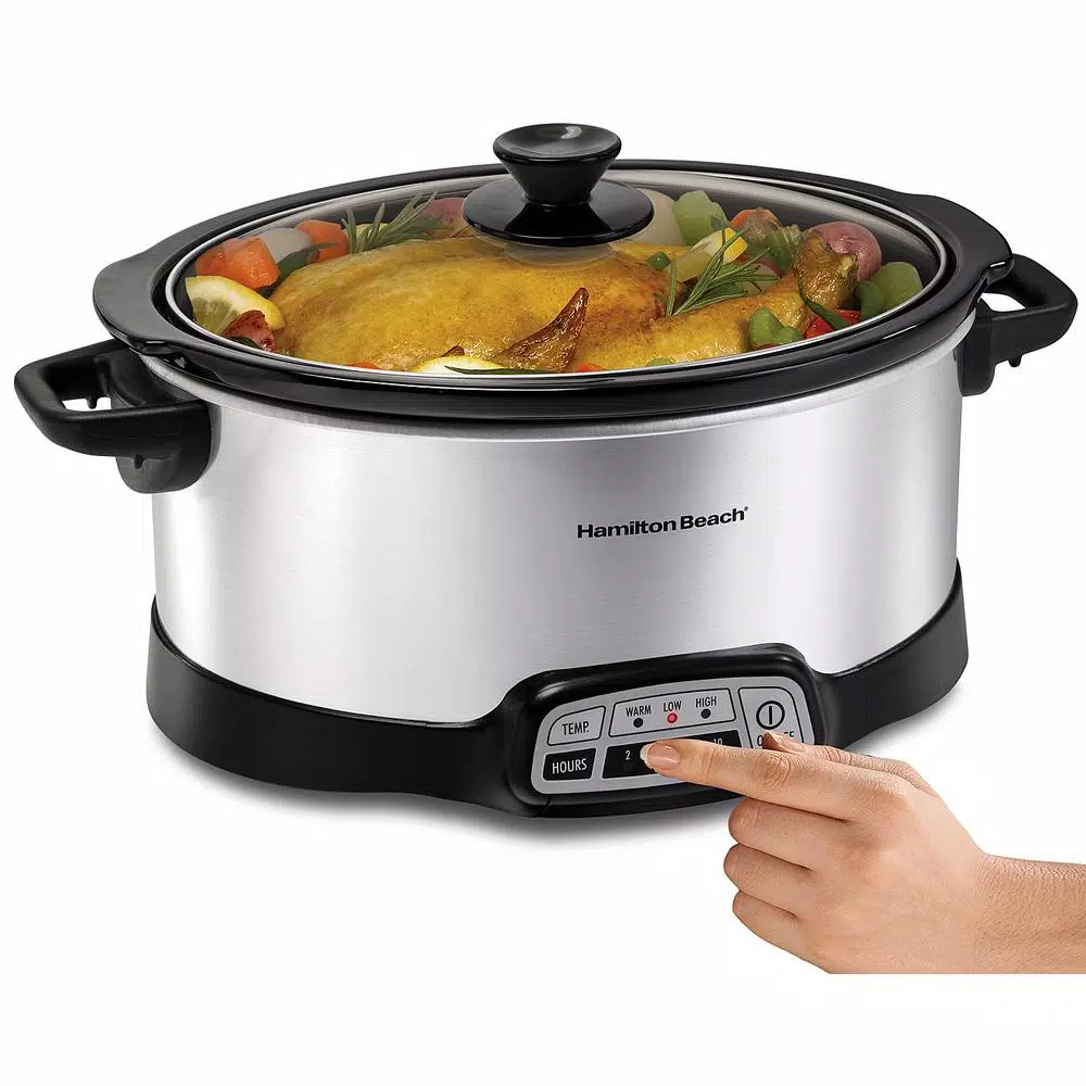 Hamilton Beach 6 Qt. Programmable Silver Slow Cooker with Temperature Settings Cookers Hamilton Beach 6 Qt. Programmable Silver Slow Cooker With Temperature Settings -Costway Shop silver hamilton beach slow cookers 33463 4f 1000
