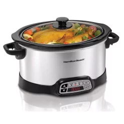 Cookers Hamilton Beach 6 Qt. Programmable Silver Slow Cooker With Temperature Controls