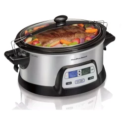 Cookers Hamilton Beach FlexCook 6 Qt. Silver Programmable Slow Cooker With Temperature Controls -Costway Shop silver hamilton beach slow cookers 33861 44 1000