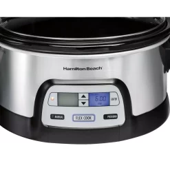 Cookers Hamilton Beach FlexCook 6 Qt. Silver Programmable Slow Cooker With Temperature Controls -Costway Shop silver hamilton beach slow cookers 33861 c3 1000