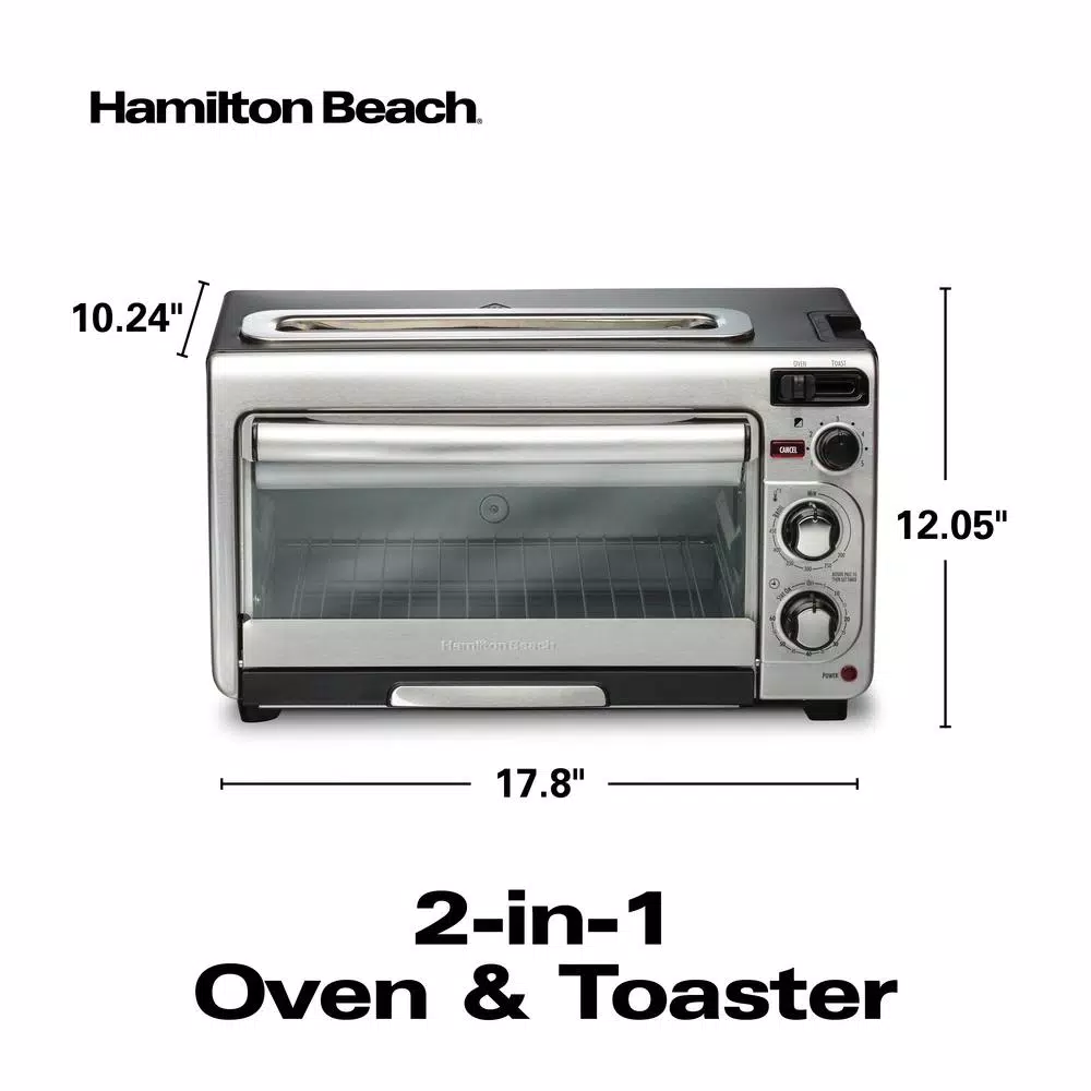 Hamilton Beach 2 in 1 1450 W 4-Slice Silver Toaster Oven with 2-Slice Toaster Slots Toasters Hamilton Beach 2 In 1 1450 W 4-Slice Silver Toaster Oven With 2-Slice Toaster Slots -Costway Shop silver hamilton beach toaster ovens 31156 1d 1000