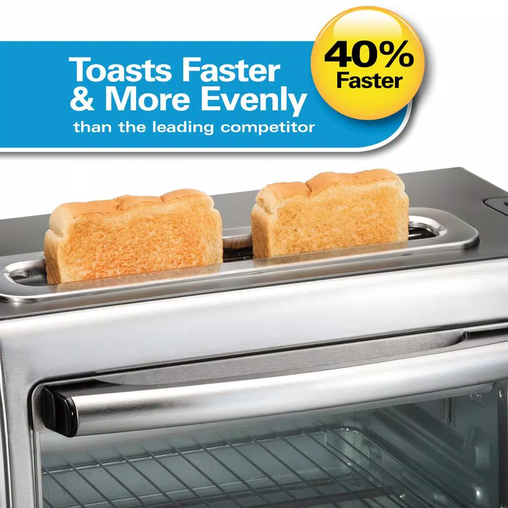 Hamilton Beach 2 in 1 1450 W 4-Slice Silver Toaster Oven with 2-Slice Toaster Slots Toasters Hamilton Beach 2 In 1 1450 W 4-Slice Silver Toaster Oven With 2-Slice Toaster Slots -Costway Shop silver hamilton beach toaster ovens 31156 1f 1000