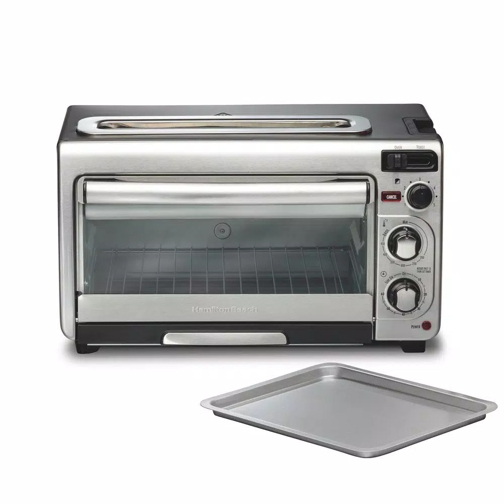 Hamilton Beach 2 in 1 1450 W 4-Slice Silver Toaster Oven with 2-Slice Toaster Slots Toasters Hamilton Beach 2 In 1 1450 W 4-Slice Silver Toaster Oven With 2-Slice Toaster Slots -Costway Shop silver hamilton beach toaster ovens 31156 64 1000