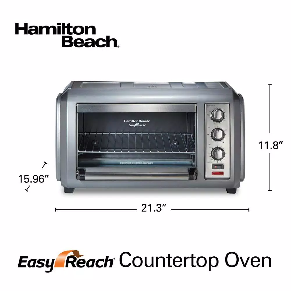 Hamilton Beach Easy Reach 1500-Watts 6-Slice Grey Toaster Oven with Roll-Top Door Toasters Hamilton Beach Easy Reach 1500-Watts 6-Slice Grey Toaster Oven With Roll-Top Door -Costway Shop silver hamilton beach toaster ovens 31434 66 1000