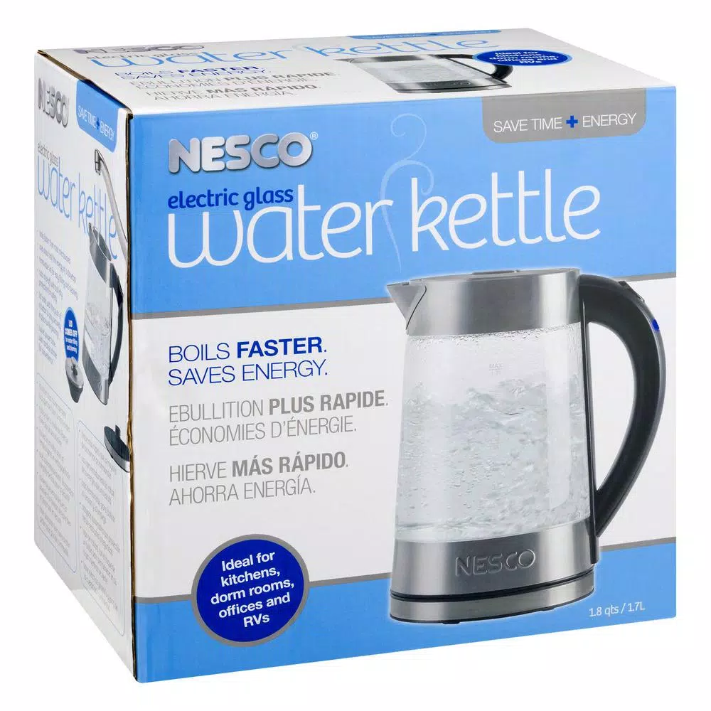 Nesco 7-Cup Silver Electric Kettle with Built-In Cord Storage Electric Kettles Nesco 7-Cup Silver Electric Kettle With Built-In Cord Storage -Costway Shop silver nesco electric kettles gwk 02 1f 1000