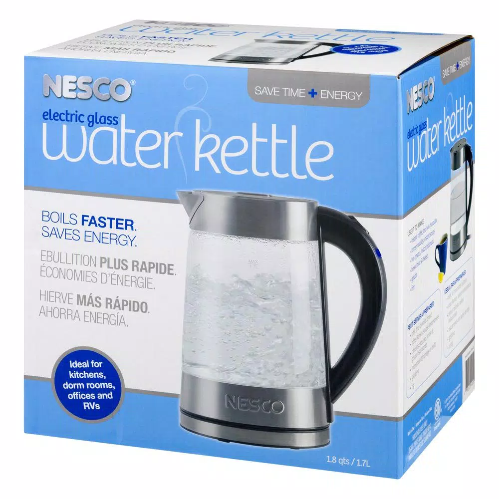 Nesco 7-Cup Silver Electric Kettle with Built-In Cord Storage Electric Kettles Nesco 7-Cup Silver Electric Kettle With Built-In Cord Storage -Costway Shop silver nesco electric kettles gwk 02 44 1000