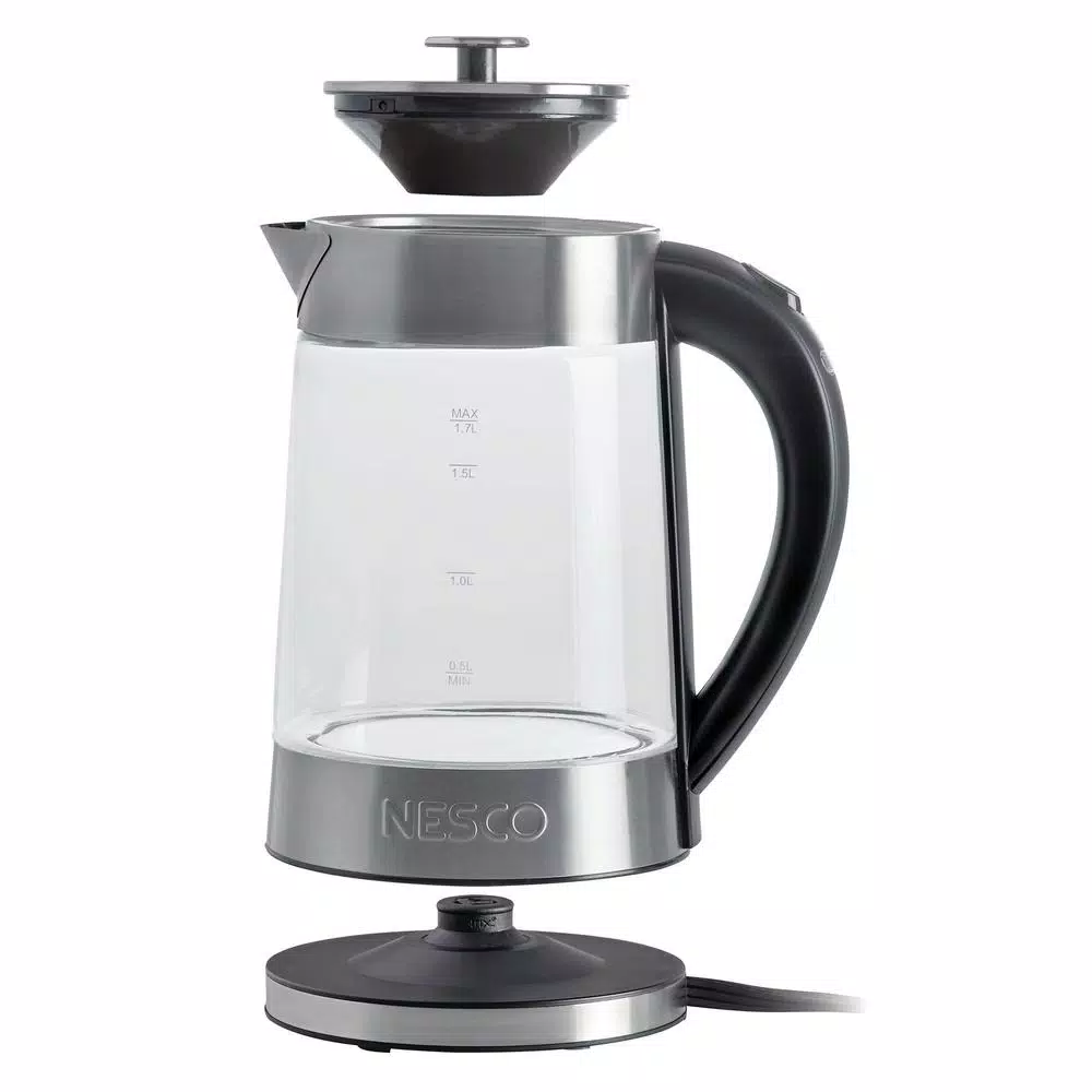 Nesco 7-Cup Silver Electric Kettle with Built-In Cord Storage Electric Kettles Nesco 7-Cup Silver Electric Kettle With Built-In Cord Storage -Costway Shop silver nesco electric kettles gwk 02 c3 1000