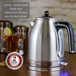 Electric Kettles Ovente 7.2-Cup Silver Stainless Steel Electric Kettle With Removable Filter, Boil Dry Protection And Auto Shut Off Features 8 Electric Kettles Ovente 7.2-Cup Silver Stainless Steel Electric Kettle With Removable Filter, Boil Dry Protection And Auto Shut Off Features -Costway Shop silver ovente electric kettles ks777s 31 1000
