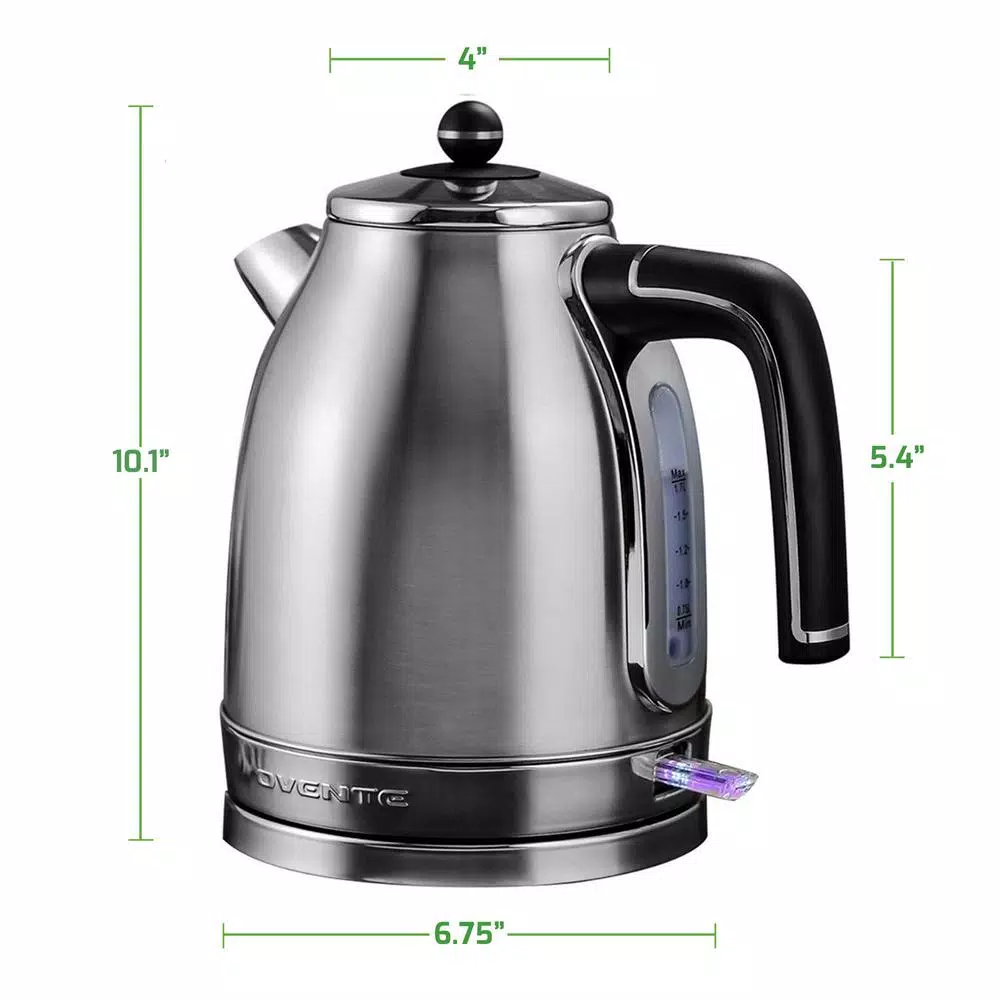 Ovente 7.2-Cup Silver Stainless Steel Electric Kettle with Removable Filter, Boil Dry Protection and Auto Shut Off Features Electric Kettles Ovente 7.2-Cup Silver Stainless Steel Electric Kettle With Removable Filter, Boil Dry Protection And Auto Shut Off Features -Costway Shop silver ovente electric kettles ks777s fa 1000