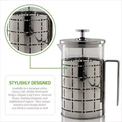 Coffee Makers Ovente 3-Cup Silver Borosilicate Glass Heat-Resistant Cafetiere French Press Coffee And Tea Maker With Free Measuring Scoop -Costway Shop silver ovente french presses fss27p 1f 1000