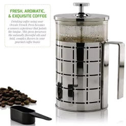Coffee Makers Ovente 3-Cup Silver Borosilicate Glass Heat-Resistant Cafetiere French Press Coffee And Tea Maker With Free Measuring Scoop -Costway Shop silver ovente french presses fss27p 44 1000