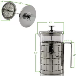 Coffee Makers Ovente 3-Cup Silver Borosilicate Glass Heat-Resistant Cafetiere French Press Coffee And Tea Maker With Free Measuring Scoop -Costway Shop silver ovente french presses fss27p 76 1000