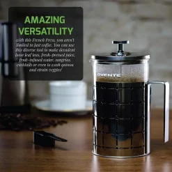 Coffee Makers Ovente 3-Cup Silver Borosilicate Glass Heat-Resistant Cafetiere French Press Coffee And Tea Maker With Free Measuring Scoop -Costway Shop silver ovente french presses fss27p fa 1000