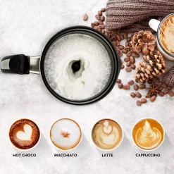 Coffee Makers Ovente 8 Oz. Silver Automatic Electric Milk Frother And Steamer Hot Or Cold Froth Functionality Foam Maker And Warmer -Costway Shop silver ovente milk frothers fr3608br 31 1000