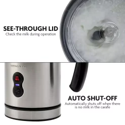 Coffee Makers Ovente 8 Oz. Silver Automatic Electric Milk Frother And Steamer Hot Or Cold Froth Functionality Foam Maker And Warmer -Costway Shop silver ovente milk frothers fr3608br 44 1000
