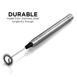 Coffee Makers Ovente Electric Stainless Steel Milk Frother Coffee, Hand Held, Silver (FRS1010S) -Costway Shop silver ovente milk frothers frs1010s 1f 1000