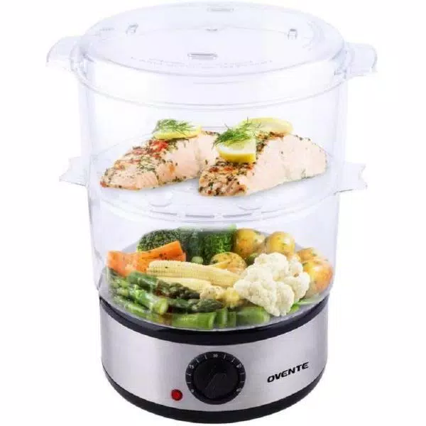 Cookers Ovente 20-Cup Silver 2-Tier Food Steamer With Stainless Steel Base And Plastic Containers 10 Cookers Ovente 20-Cup Silver 2-Tier Food Steamer With Stainless Steel Base And Plastic Containers - Image 8