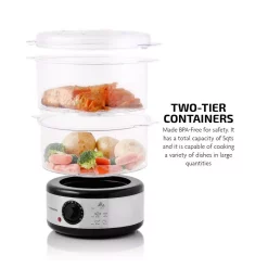 Cookers Ovente 20-Cup Silver 2-Tier Food Steamer With Stainless Steel Base And Plastic Containers 12 Cookers Ovente 20-Cup Silver 2-Tier Food Steamer With Stainless Steel Base And Plastic Containers -Costway Shop silver ovente rice cookers fs62s 4f 1000