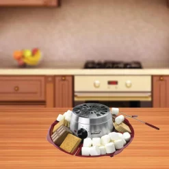 Dessert Makers Brentwood Appliances Silver/Red Indoor Electric Stainless Steel S’mores Maker With 4-Trays And 4-Roasting Forks -Costway Shop silver red brentwood appliances specialty dessert makers ts 603 31 1000