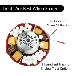 Dessert Makers Brentwood Appliances Silver/Red Indoor Electric Stainless Steel S’mores Maker With 4-Trays And 4-Roasting Forks -Costway Shop silver red brentwood appliances specialty dessert makers ts 603 4f 1000