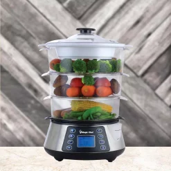 Cookers Magic Chef 3-Tier 12 Qt. Stainless Steel Countertop Food Steamer And Rice Cooker -Costway Shop stainless magic chef rice cookers mcsfs12st 1d 1000