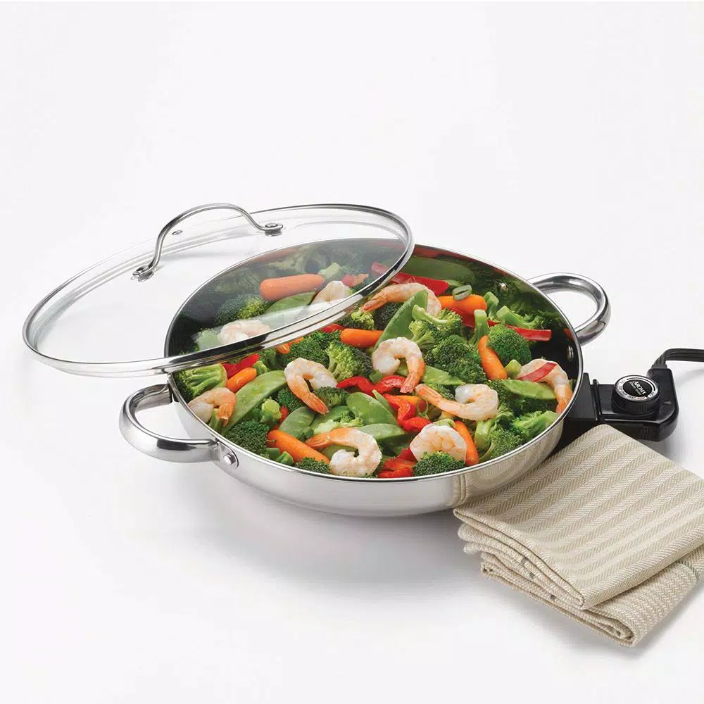 AROMA 132 sq. in. Stainless Steel Electric Skillet Electric Skillets & Indoor Grills AROMA 132 Sq. In. Stainless Steel Electric Skillet -Costway Shop stainless steel aroma electric skillets afp 1600s 4f 1000