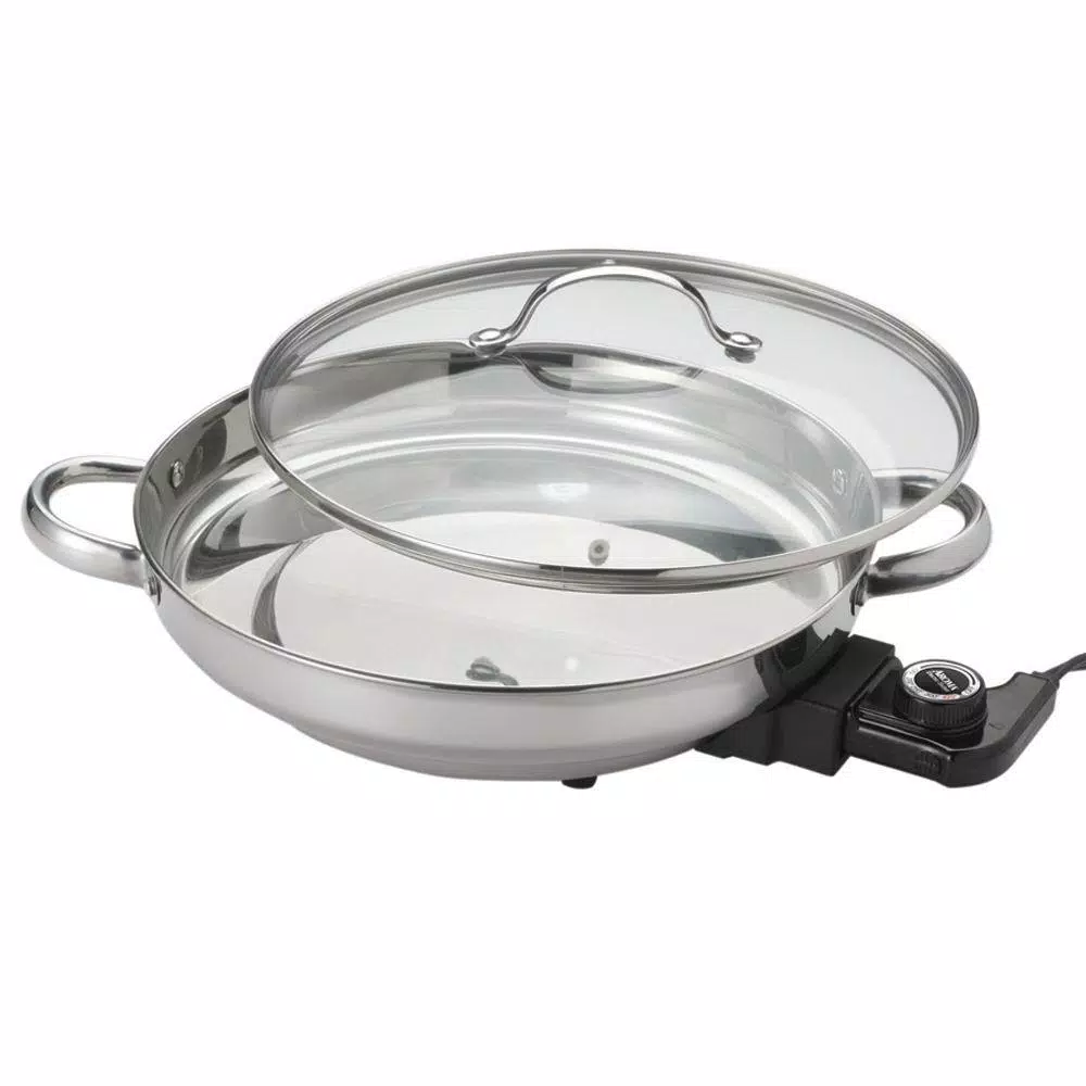AROMA 132 sq. in. Stainless Steel Electric Skillet Electric Skillets & Indoor Grills AROMA 132 Sq. In. Stainless Steel Electric Skillet -Costway Shop stainless steel aroma electric skillets afp 1600s 64 1000