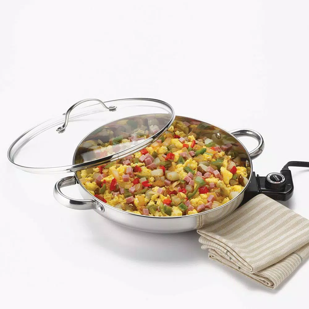 AROMA 132 sq. in. Stainless Steel Electric Skillet Electric Skillets & Indoor Grills AROMA 132 Sq. In. Stainless Steel Electric Skillet -Costway Shop stainless steel aroma electric skillets afp 1600s c3 1000