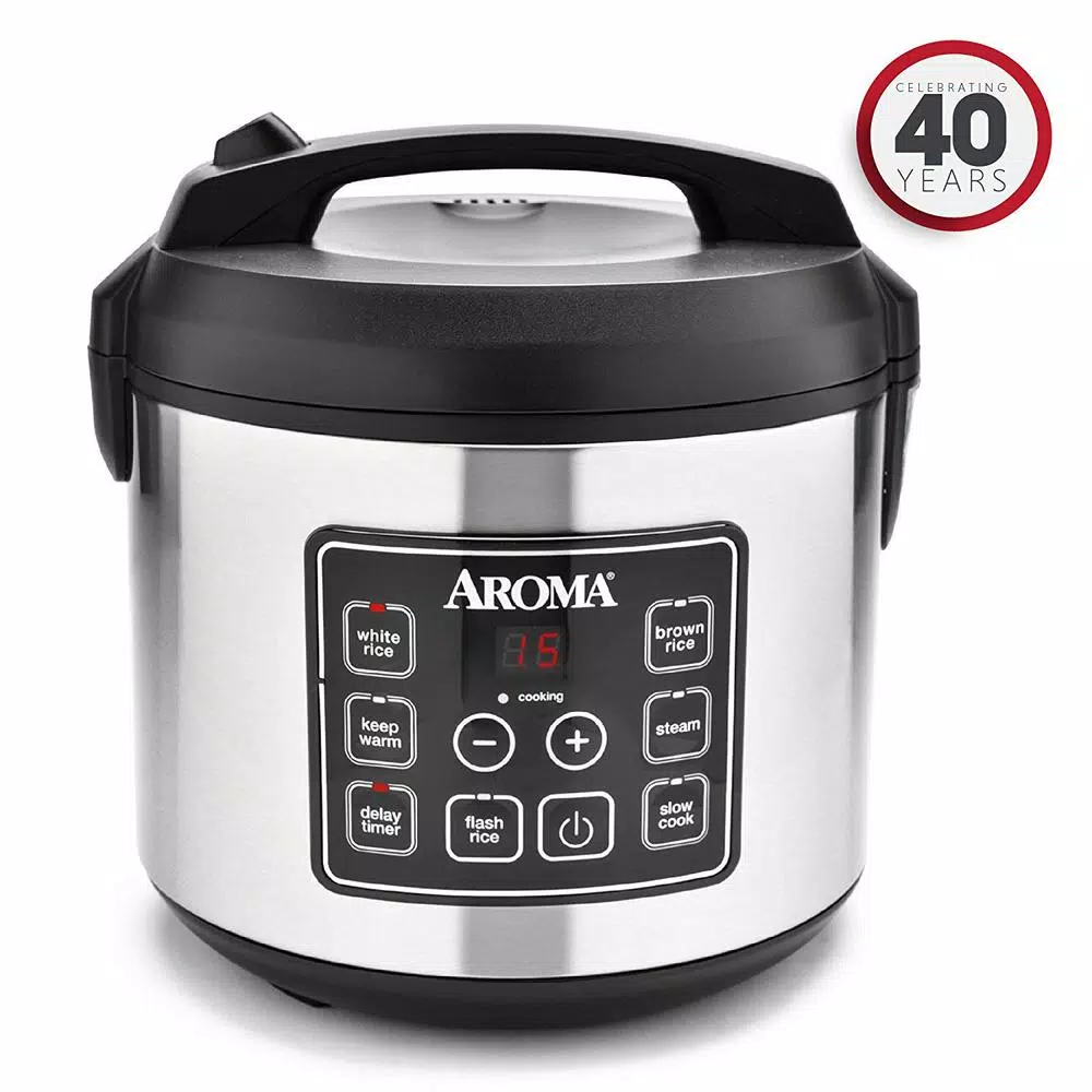 AROMA 20-Cup Silver Rice Cooker with Food Steamer and Slow Cooker Functions Cookers AROMA 20-Cup Silver Rice Cooker With Food Steamer And Slow Cooker Functions -Costway Shop stainless steel aroma rice cookers arc 150sb 64 1000