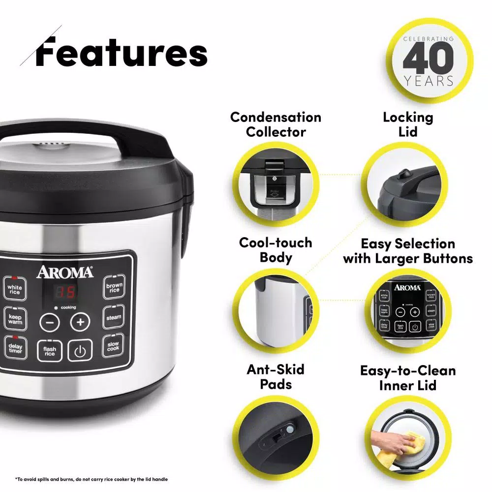 AROMA 20-Cup Silver Rice Cooker with Food Steamer and Slow Cooker Functions Cookers AROMA 20-Cup Silver Rice Cooker With Food Steamer And Slow Cooker Functions -Costway Shop stainless steel aroma rice cookers arc 150sb c3 1000