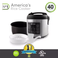 Cookers AROMA 20-Cup Silver Rice Cooker With Food Steamer And Slow Cooker Functions 7 Cookers AROMA 20-Cup Silver Rice Cooker With Food Steamer And Slow Cooker Functions -Costway Shop stainless steel aroma rice cookers arc 150sb fa 1000