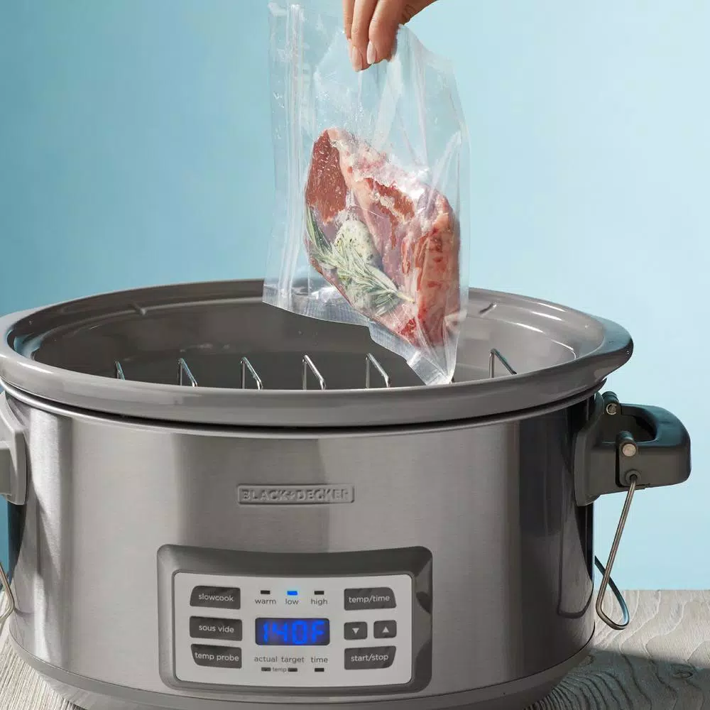 BLACK+DECKER 7 Qt. Stainless Steel Electric Slow Cooker with Temperature Probe and Precision Sous-Vide Cookers BLACK+DECKER 7 Qt. Stainless Steel Electric Slow Cooker With Temperature Probe And Precision Sous-Vide -Costway Shop stainless steel black decker multi cookers scd7007ssd 4f 1000