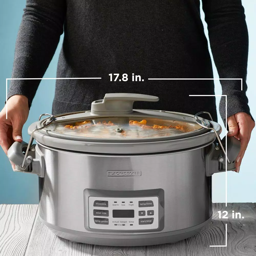 BLACK+DECKER 7 Qt. Stainless Steel Electric Slow Cooker with Temperature Probe and Precision Sous-Vide Cookers BLACK+DECKER 7 Qt. Stainless Steel Electric Slow Cooker With Temperature Probe And Precision Sous-Vide -Costway Shop stainless steel black decker multi cookers scd7007ssd 76 1000