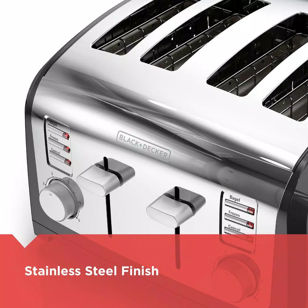 BLACK+DECKER 4-Slice Stainless Steel Wide Slot Toaster with Crumb Tray Toasters BLACK+DECKER 4-Slice Stainless Steel Wide Slot Toaster With Crumb Tray -Costway Shop stainless steel black decker pop up toasters t4030 44 1000