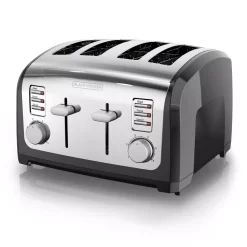 Toasters BLACK+DECKER 4-Slice Stainless Steel Wide Slot Toaster With Crumb Tray