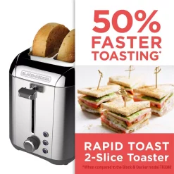Toasters BLACK+DECKER Rapid Toast 2-Slice Stainless Steel Wide Slot Toaster -Costway Shop stainless steel black decker pop up toasters tr3500sd 44 1000