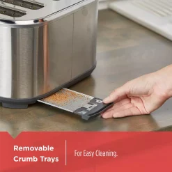 Toasters BLACK+DECKER 4-Slice Stainless Steel Extra-Wide Slot Toaster With Crumb Tray -Costway Shop stainless steel black decker pop up toasters tr4300ssd 44 1000
