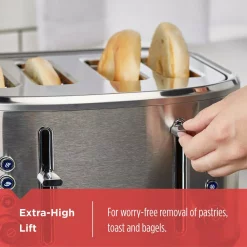 Toasters BLACK+DECKER 4-Slice Stainless Steel Extra-Wide Slot Toaster With Crumb Tray -Costway Shop stainless steel black decker pop up toasters tr4300ssd 4f 1000