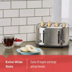 Toasters BLACK+DECKER 4-Slice Stainless Steel Extra-Wide Slot Toaster With Crumb Tray -Costway Shop stainless steel black decker pop up toasters tr4300ssd fa 1000