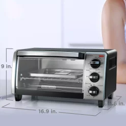 Toasters BLACK+DECKER 1150 W 4-Slice Stainless Steel Convection Toaster Oven With Built-In Timer -Costway Shop stainless steel black decker toaster ovens to1750sb d4 1000