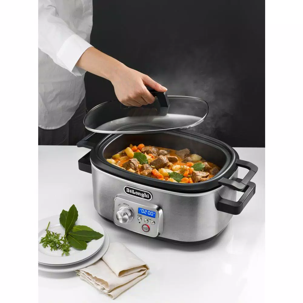 DeLonghi Livenza 6 Qt. Programmable Slow Cooker with Stovetop-Safe Pot Cookers DeLonghi Livenza 6 Qt. Programmable Slow Cooker With Stovetop-Safe Pot -Costway Shop stainless steel delonghi slow cookers cks1660d 4f 1000