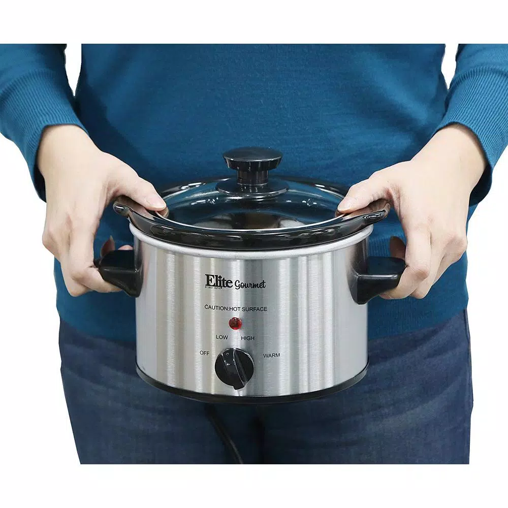 Elite Gourmet 1.5 Qt. Stainless Steel Mini Slow Cooker Cookers Elite Gourmet 1.5 Qt. Stainless Steel Mini Slow Cooker -Costway Shop stainless steel elite slow cookers mst 250xs 4f 1000