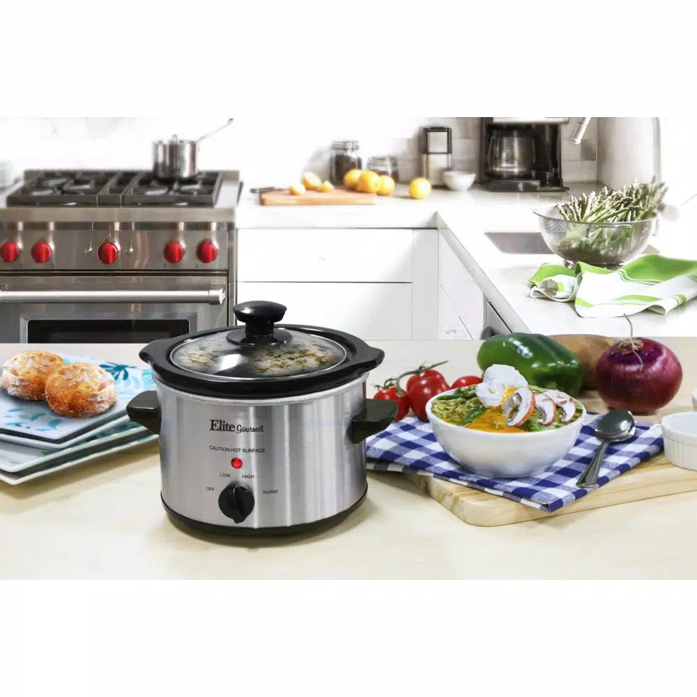 Elite Gourmet 1.5 Qt. Stainless Steel Mini Slow Cooker Cookers Elite Gourmet 1.5 Qt. Stainless Steel Mini Slow Cooker -Costway Shop stainless steel elite slow cookers mst 250xs fa 1000