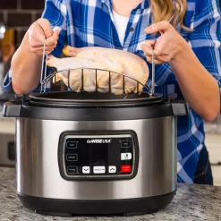 Cookers GoWISE USA Ovate 9.5 Qt. Stainless Steel Oval Electric Pressure Cooker With 6-Accessories And 50-Recipes -Costway Shop stainless steel gowise usa electric pressure cookers gw22709 76 1000