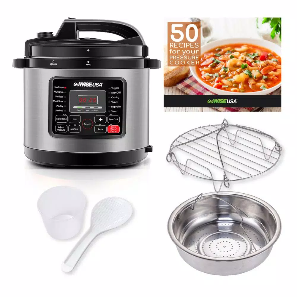 GoWISE USA 8 Qt. Stainless Steel Electric Pressure Cooker with Stainless Steel Pot Cookers GoWISE USA 8 Qt. Stainless Steel Electric Pressure Cooker With Stainless Steel Pot -Costway Shop stainless steel gowise usa electric pressure cookers gw22712 c3 1000