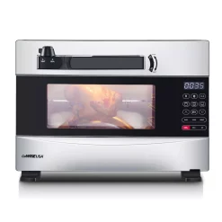 Toasters GoWISE USA 1600-Watts Stainless Steel 27 Qt. Electric Programmable Pressure Oven With Rotisserie Function And DIY Presets