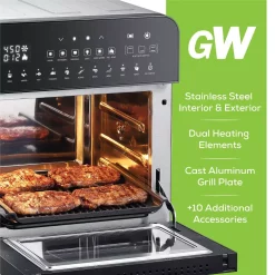 Toasters GoWISE USA 1700-Watts Electric Air Fryer Oven Grill Stainless Steel With Dual Heating Rotisserie And Dehydrator 11 Toasters GoWISE USA 1700-Watts Electric Air Fryer Oven Grill Stainless Steel With Dual Heating Rotisserie And Dehydrator -Costway Shop stainless steel gowise usa toaster ovens gw44805 4f 1000