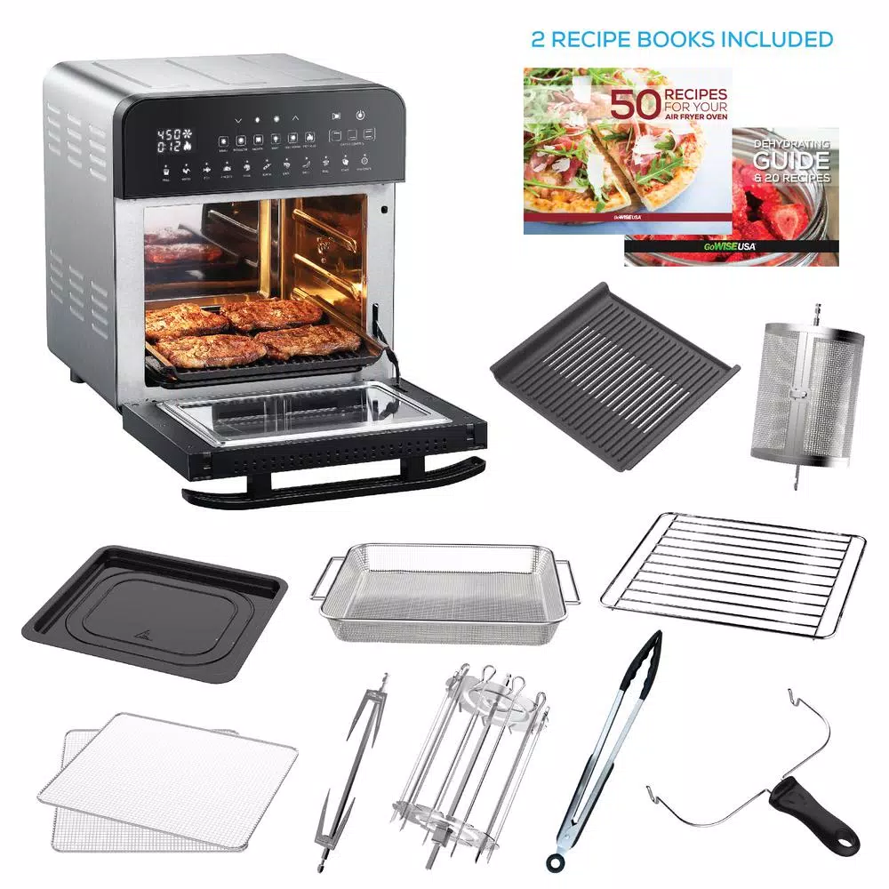 Toasters GoWISE USA 1700-Watts Electric Air Fryer Oven Grill Stainless Steel With Dual Heating Rotisserie And Dehydrator 4 Toasters GoWISE USA 1700-Watts Electric Air Fryer Oven Grill Stainless Steel With Dual Heating Rotisserie And Dehydrator - Image 2