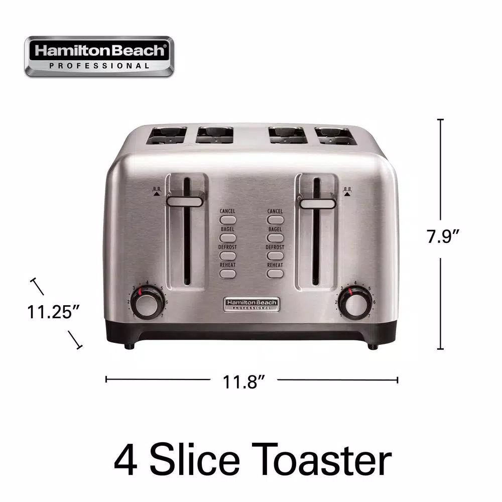 Hamilton Beach Pro 4-Slice Stainless Steel Wide Slot Toaster Toasters Hamilton Beach Pro 4-Slice Stainless Steel Wide Slot Toaster -Costway Shop stainless steel hamilton beach pop up toasters 24990 1d 1000